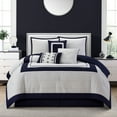 thumbnail image 1 of Nanshing Henrieta 7 Piece Comforter Set, White Navy, King, 1 of 1