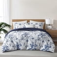 thumbnail image 1 of Nanshing Home 3 Piece Queen Comforter Set, White Blue Botanical Floral Bedding, Soft Microfiber Comforter with Pillow Shams, Lightweight All Season Modern Woodland Bedspread, 1 of 7