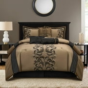 Nanshing Hylda 7-Piece Glam Comforter Set, Brown, King
