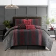 thumbnail image 1 of Nanshing Jamie 7 Piece Geometric Comforter Set, Black/Red, Queen, 1 of 12