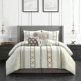 thumbnail image 1 of Nanshing Jamie 7 Piece Geometric Comforter Set, Taupe, King, 1 of 7