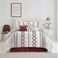 thumbnail image 1 of Nanshing Jamie 7 Piece Geometric Comforter Set, White/Red, King, 1 of 7