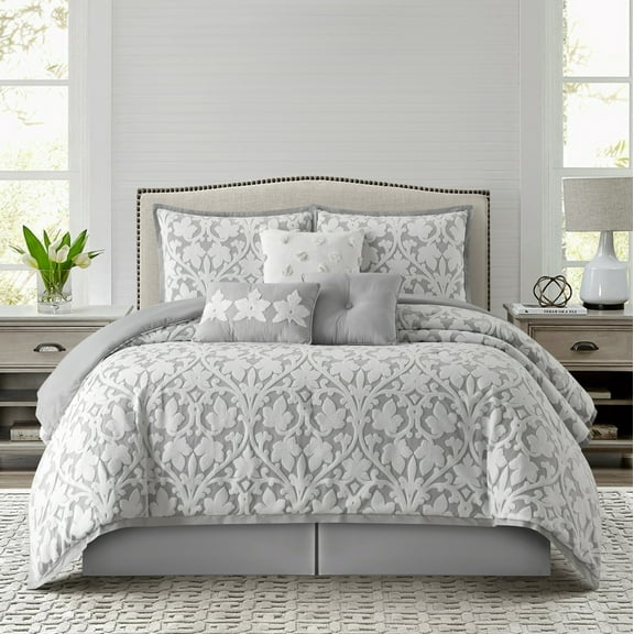 Nanshing Janina 7 Piece Comforter Set, Grey, King