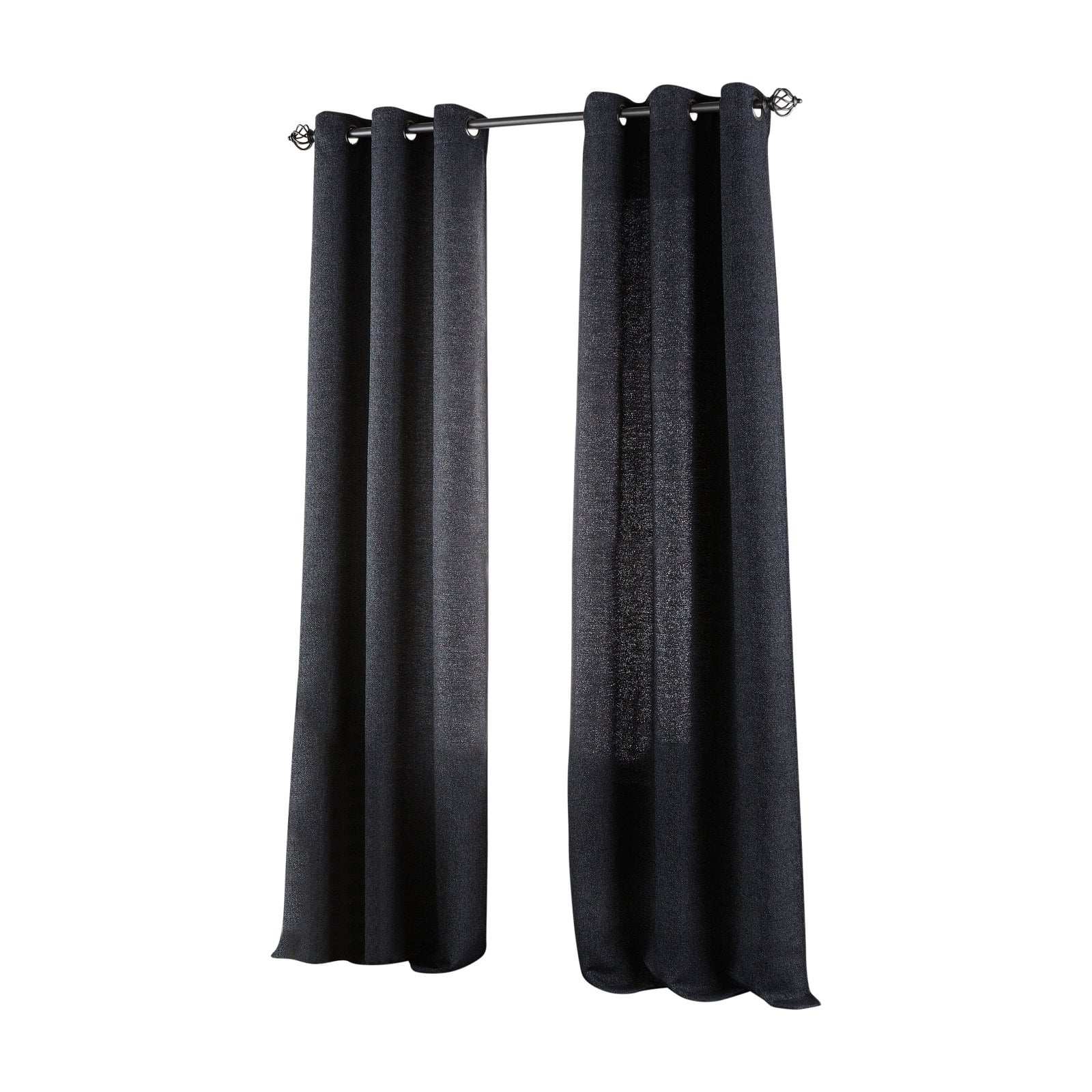 Navy Room-Darkening Grommet Polyester Curtain Panel Pair