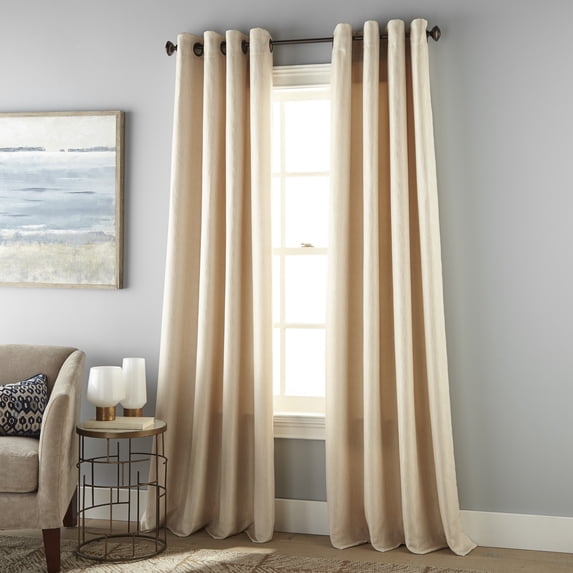 Nanshing Jasmine Grommet Top Light Filtering Single Curtain Panel, Ivory, 54 x 84"