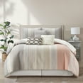 thumbnail image 1 of Nanshing Jeanette 7 Piece Striped Ombre Comforter Set, Grey, King, 1 of 10