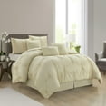 thumbnail image 1 of Nanshing Jennae 7 Piece Shabby Chic Pintuck Comforter Set, Beige, California King, 1 of 12