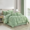 thumbnail image 1 of Nanshing Jennae 7 Piece Shabby Chic Pintuck Comforter Set, Matcha, California King, 1 of 12
