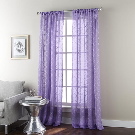 Nanshing Jess Rod Pocket Embroidered Curtain Valance, Bougainvillea, 54" x 18"