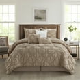 thumbnail image 1 of Nanshing Joline Puckered 7 Piece Comforter Set Taupe Queen, 1 of 5