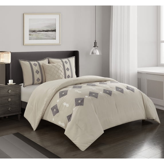 Nanshing Joshua 4-Piece Geometric Comforter Set 4-Piece King 4 Piece