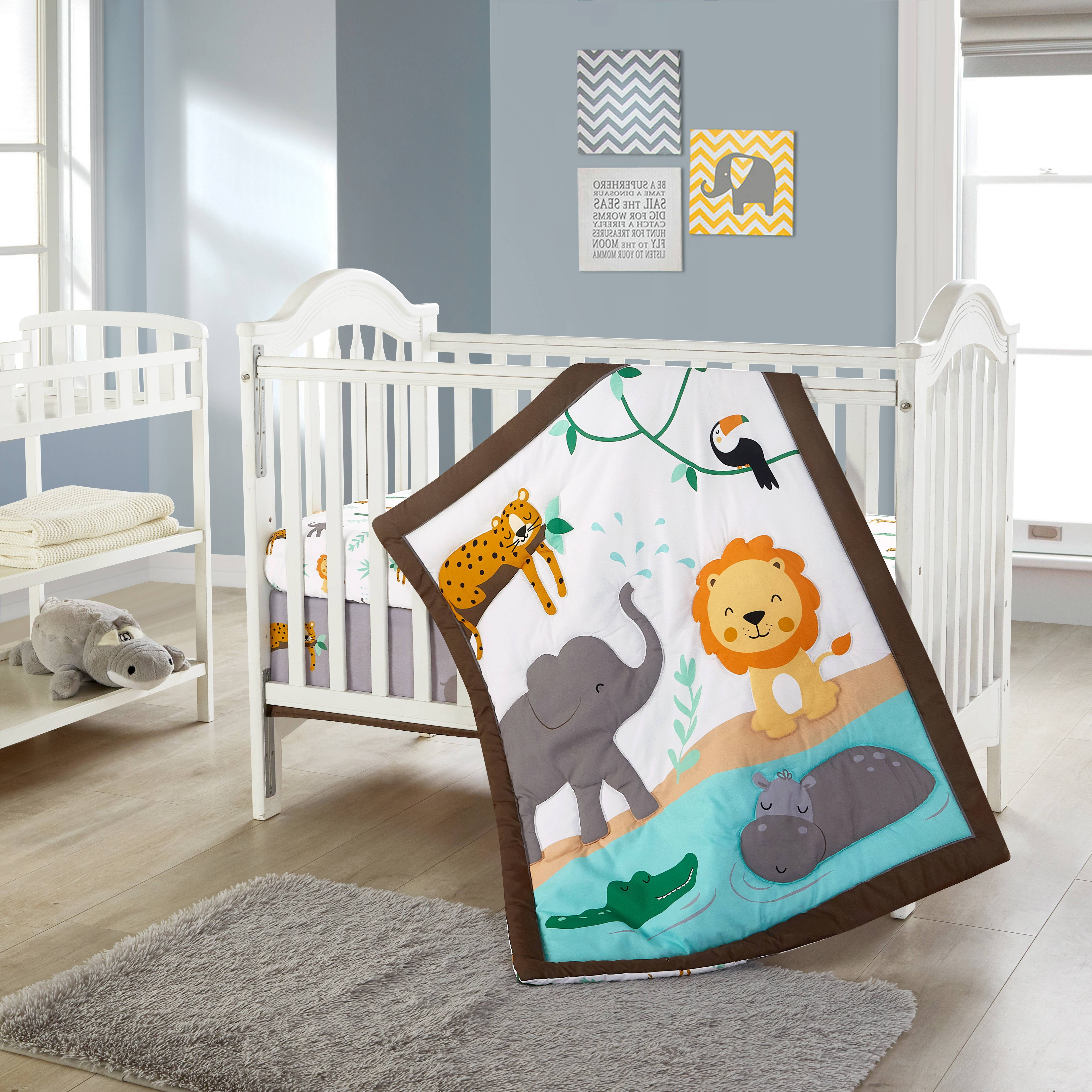 Nanshing 3 Piece Animal Jungle Fun Comforter Infant Crib Bedding Set