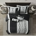 thumbnail image 1 of Nanshing Kath 7 Piece Luxury Contemporary Comforter Set, Black Silver, California King, 1 of 8
