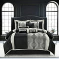 thumbnail image 1 of Nanshing Kath 7 Piece Luxury Contemporary Comforter Set, Black Silver, Queen, 1 of 8