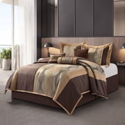 Nanshing Kath 7 Piece Luxury Contemporary Comforter Set, Brown, Full