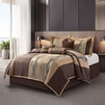 thumbnail image 1 of Nanshing Kath 7 Piece Luxury Contemporary Comforter Set, Brown, King, 1 of 4