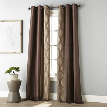 Nanshing Kath Light Filtering Grommet Curtain Panel, Set of 2, Brown, 37 x 84"