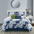 thumbnail image 1 of Nanshing Krista 7 Piece Floral Bedding Comforter Set, Blue/Purple, California King, 1 of 7