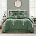 thumbnail image 1 of Nanshing Lacy 7 Piece Damask Embroidery Comforter Set, King, Green, 1 of 6
