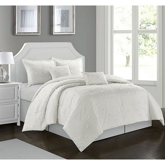 Nanshing Lima 6-Piece Bedding Comforter Set, White, King