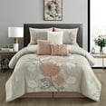 thumbnail image 1 of Nanshing Linda 7 Piece Chic Floral Comforter Set, California King, Blush, 1 of 4