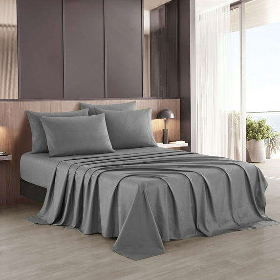 Nanshing Luxury Embossed 6-Piece Ultra Soft Sheet Set Dark Grey - King