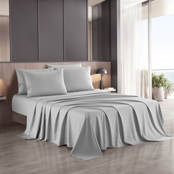 Nanshing Luxury Embossed 6-Piece Ultra Soft Sheet Set Light Grey - King