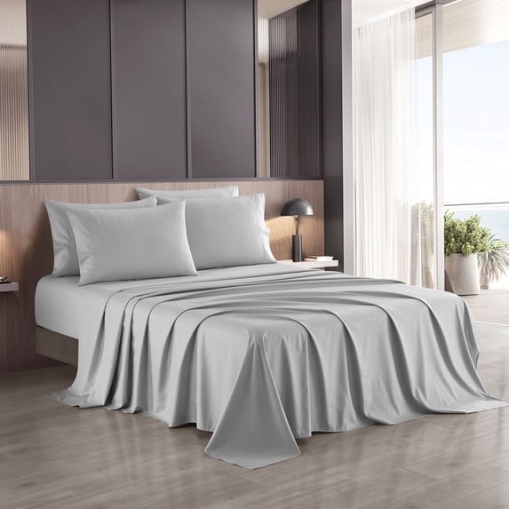 Nanshing Luxury Embossed 6-Piece Ultra Soft Sheet Set Light Grey - King