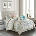 thumbnail image 1 of Nanshing Mallory 7 Piece Medallion Print Comforter Set, Pastel Pink/Blue, California King, 1 of 5