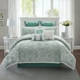 thumbnail image 1 of Nanshing Marissa 9 Piece Damask Comforter Set, Sage, Queen, 1 of 14