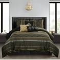 thumbnail image 1 of Nanshing Markus 7 Piece Traditional Damask Comforter Set, Black Gold, Queen, 1 of 7
