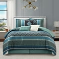 thumbnail image 1 of Nanshing Markus 7 Piece Traditional Damask Comforter Set, Blue, King, 1 of 7