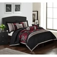 thumbnail image 1 of Nanshing Marvin 7 Piece Luxury Contemporary & Traditional Comforter Set, Black/Red, California King, 1 of 9