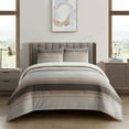 thumbnail image 1 of Nanshing Mason 3 Piece Striped Sherpa Comforter Set, Grey, Queen, 1 of 6