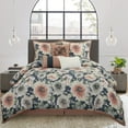 thumbnail image 1 of Nanshing Millie 7 Piece Floral Shabby Chic Comforter Set, Queen, Navy/Blush, 1 of 9