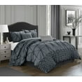 thumbnail image 1 of Nanshing Morgan 7 Piece Pinch Pleat Comforter Set, Grey, Queen, 1 of 7