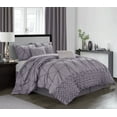 thumbnail image 1 of Nanshing Morgan 7 Piece Pinch Pleat Comforter Set, Purple, King, 1 of 7