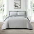 thumbnail image 1 of Nanshing Myrne 7 Piece Modern Solid Color Waffle Quilt Set, Light Grey, King, 1 of 7