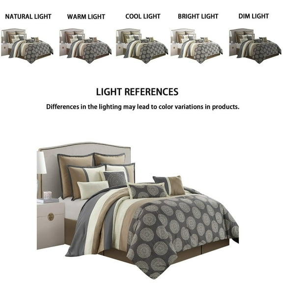 Nanshing Naomi 10-Piece Mandala Embroidery Comforter Set Grey California King