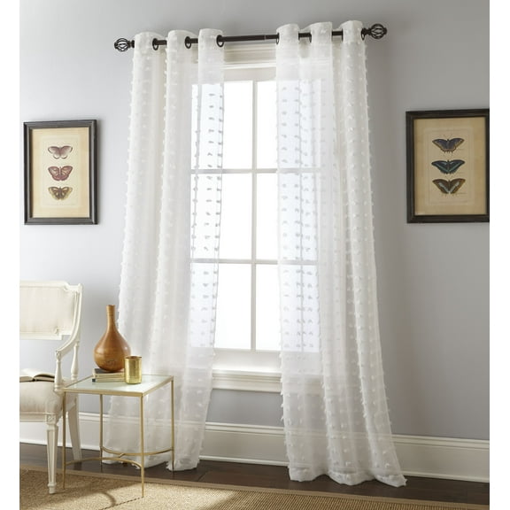 Nanshing Payton Window Curtain Panels Set of Two with Grommet Top, White, 37 x 95"