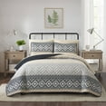 thumbnail image 1 of Nanshing Poppy 7 Piece Modern Geometric Quilt Set, Black Taupe, King, 1 of 8