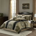thumbnail image 1 of Nanshing Prince 7 Piece Elegant Medallion Comforter Set, Black Gold, King, 1 of 9