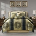 thumbnail image 1 of Nanshing Prince 7 Piece Elegant Medallion Comforter Set, Navy Gold, Queen, 1 of 9