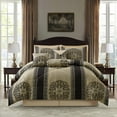 thumbnail image 1 of Nanshing Prince 9 Piece Elegant Medallion Comforter Set, Black Gold, Queen, 1 of 8