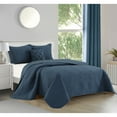 thumbnail image 1 of Nanshing Radeon 4 Piece Pinchtuck Quilt Set Navy Queen, 1 of 5
