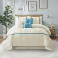 thumbnail image 1 of Nanshing Regala 7 Piece Minimalist Pinch Pleat Comforter Set, Beige Blue, California King, 1 of 12