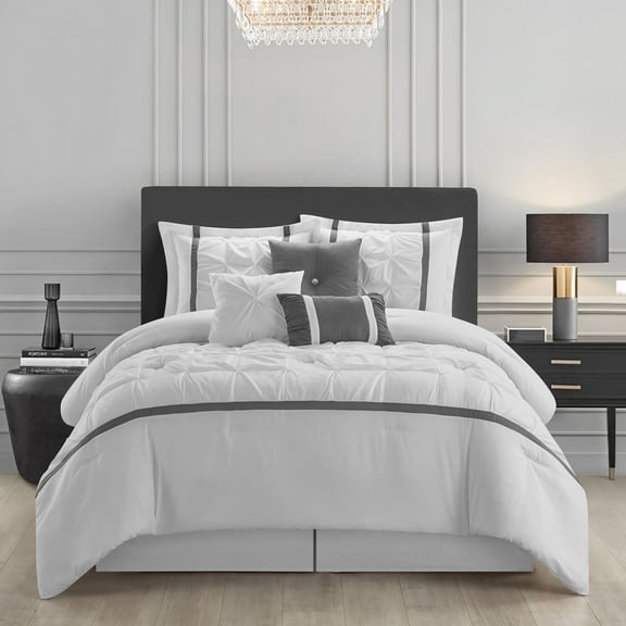 Nanshing Regala 7 Piece Minimalist Pinch Pleat Comforter Set California King
