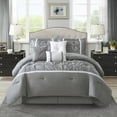 thumbnail image 1 of Nanshing Regala 7 Piece Minimalist Pinch Pleat Comforter Set, Grey, King, 1 of 12