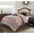 thumbnail image 1 of Nanshing Roman 7-Piece Microfiber Reversible Comforter Set with Bonus Pillows, Red, Queen, 1 of 5