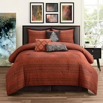 Nanshing Ryder 7 Piece Transitional Comforter Set, King, Rust